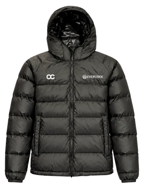 EverTrek down jacket in black, with hood